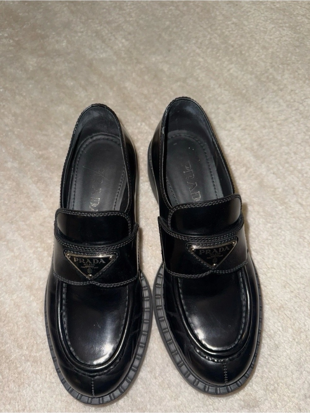 Prada Black Leather Loafers
